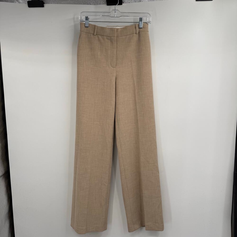 NWT Aritzia Babaton Agency Trouser Pants Womens 2 Beige High Rise Straight Leg